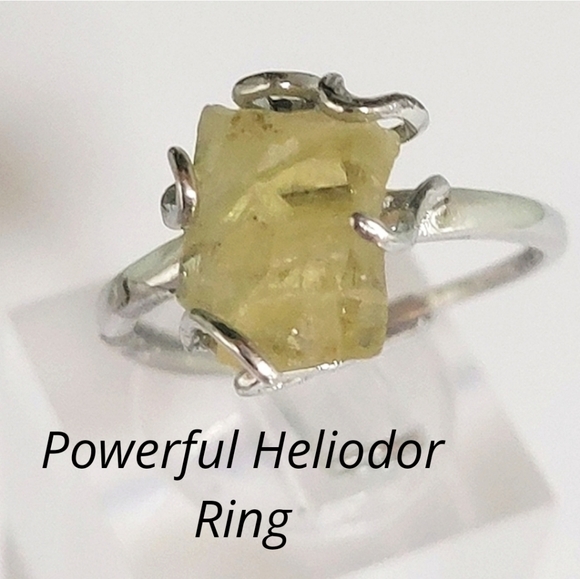 NATURAL POWERFUL HELIODOR STONE STERLING SILVER RING HANDMADE 925 - Picture 1 of 16